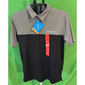 Columbia Active Fit Logo Polo Shirt Black & Gray Men's M NEW NWT!
